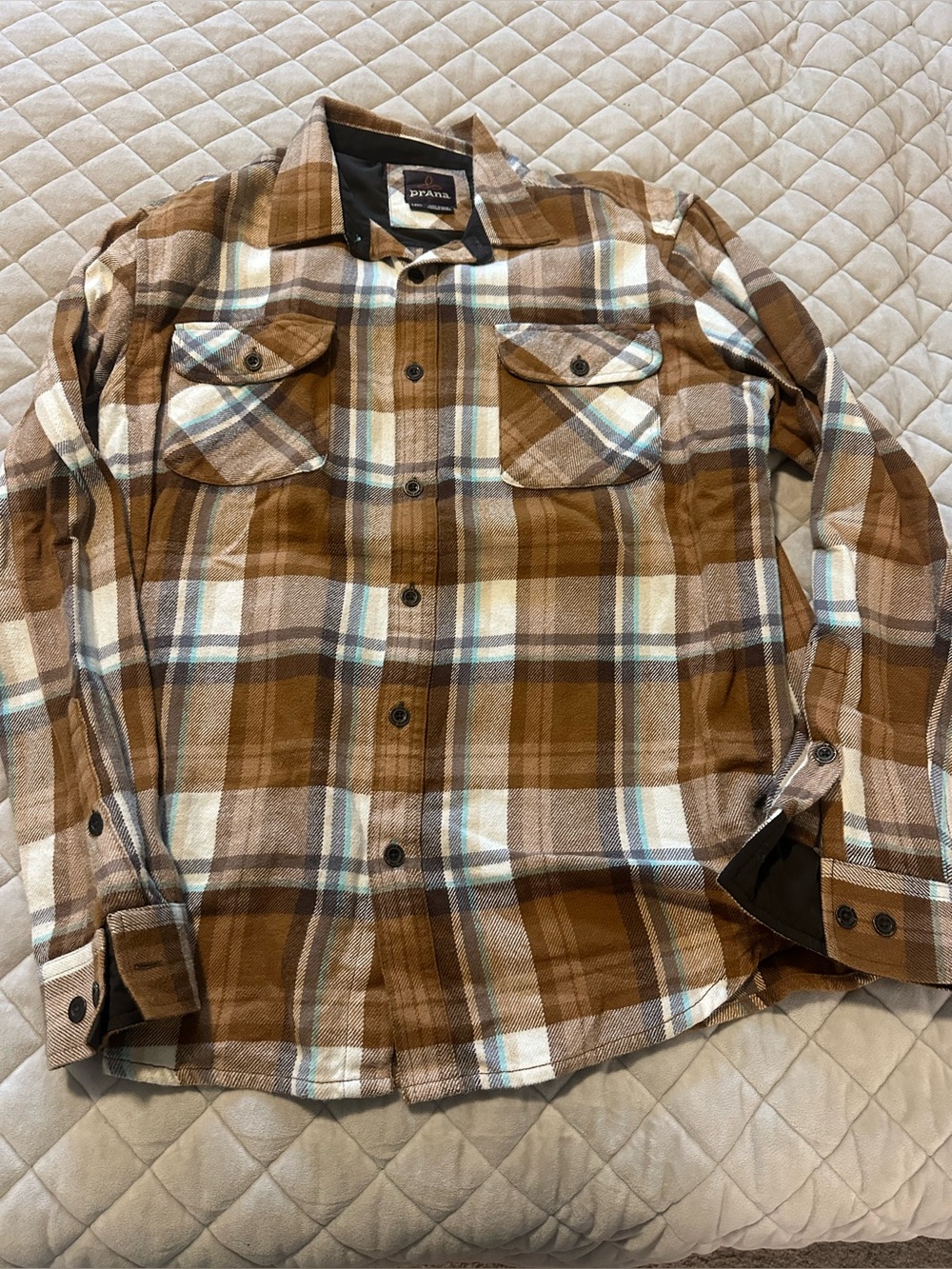 Prana Brown Plaid Lightweight Shirt